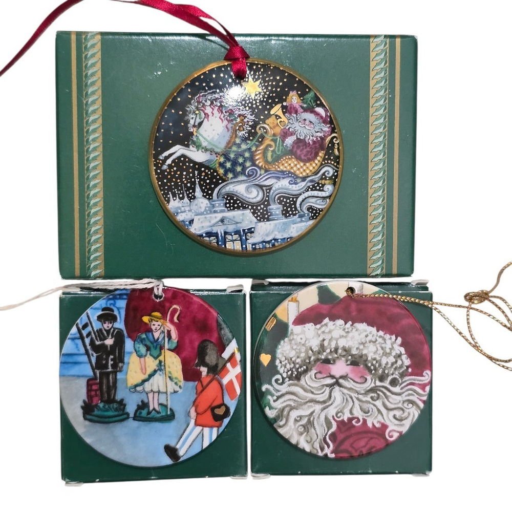 Royal Copenhagen Porcelain Ornaments Set Of 3